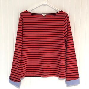J. Crew Long Sleeve Top With Contrasting Cuffs
